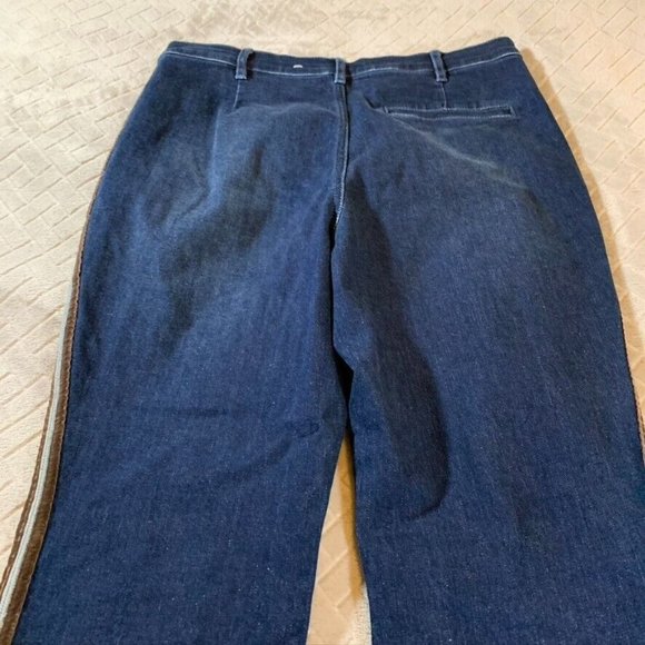 J Mclaughlin Womens 10 Jeans Blue Trouser Boot Cut Tuxedo Stripe Dark Wash - Picture 10 of 12